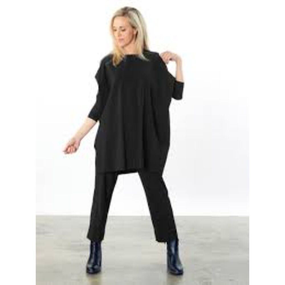 Bryn Walker Damien Tunic Modal Ponti Oversize Lagenlook In Black Size XS